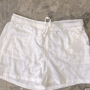 White linen shorts